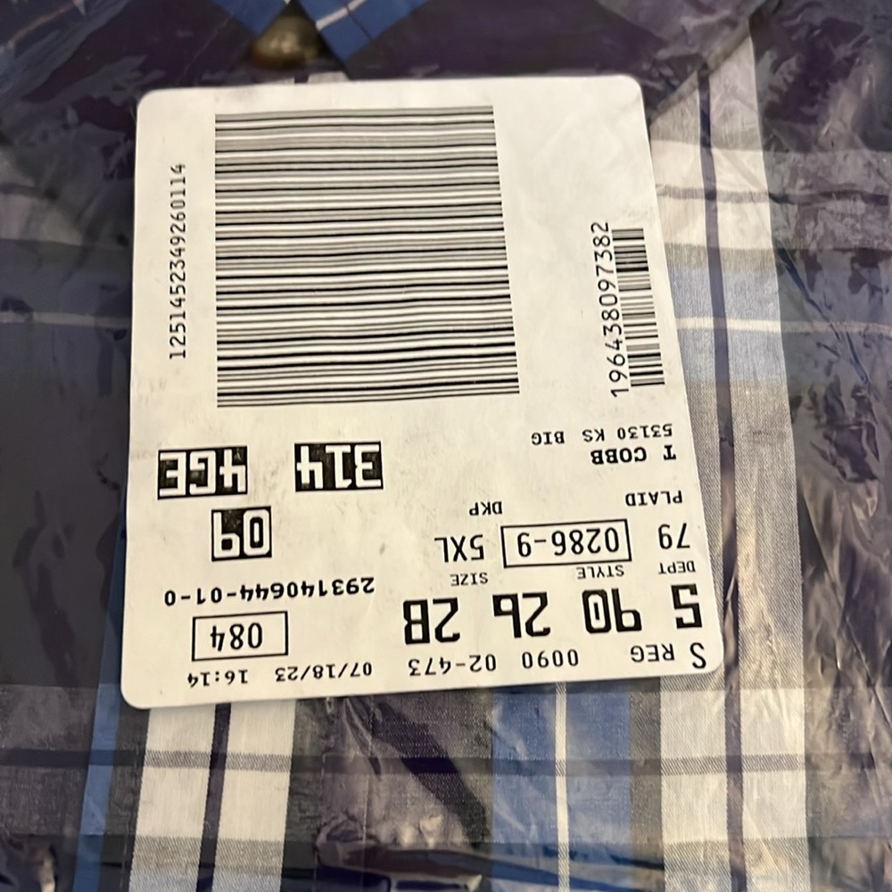 Men's Royal and Purple Plaid Shirt size 5XLB - Picture 3 of 3